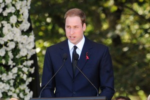 Prince William addresses the Earthquake Memorial Service at Hagley Park. Photo / NZPA