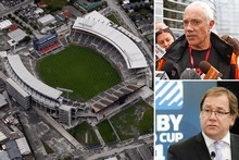 Clockwise from left: AMI Stadium after it was damaged in the quake, Christchurch Mayor Bob Parker and Rugby World Cup Minister Murray McCully. Photos / Sarah Ivey, Mark Mitchell, NZPA Clockwise from left: AMI Stadium after it was damaged in the quake, Christchurch Mayor Bob Parker and Rugby World Cup Minister Murray McCully. Photos / Sarah Ivey, Mark Mitchell, NZPA