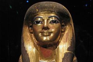 The gilded funerary mask of Tjuya, King Tut's grandmother. Photo / Greg Dixon