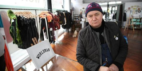 Francis Hooper from World in his Christchurch store which has been closed since the quake. Photo / Greg Bowker