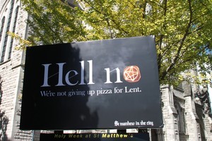 The new billboard outside Auckland's St Matthew-in-the-City. Photo / Paul Harper
