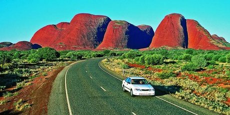Driving the Lasseter Highway to Uluru-Kata Tjuta National Park. Photo / Tourism NT