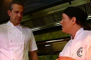 Call that a fish dish? Judge Josh Emett (left) with TLee.