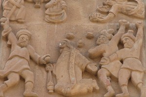The stoning of St Stephen is depicted on the exterior wall of the Armenian church that also bears his name. Photo / Jill Worrall