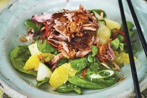 Roasted duck leg and bamboo shoot salad. Photo / Supplied