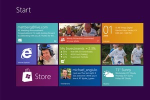 The start screen on Windows 8 for tablets, as demonstrated at D9, the All Things Digital Conference, yesterday. Photo / Supplied