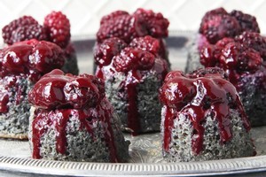 Boysenberry buttermilk pudding. Photo / Ian Jones