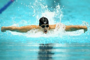 Moss Burmester competes in the Men's 200m Butterfly during the Delhi 2010 Commonwealth Games. File photo / Getty Images