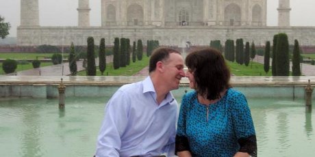 Prime Minister John Key and his wife Bronagh succumb to the magic of the  Taj Mahal.  Photo / NZPA