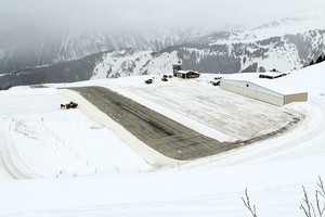 France's Courchevel Airport has a short 525-metre runway and a steep incline (which slows planes down on landing and speeds them up on takeoff). Photo / Creative Commons image by Hugues Mitton