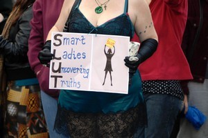 Protestors at SlutWalk Aotearoa in Auckland. Photo / Michael Craig