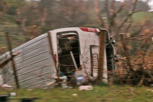 A tornado and high winds north of Wellington have blown vehicles off roads and injured several people. Photo / Sam James