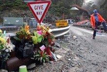 Flowers at the Pike River mine, where 29 miners lost their lives. Photo / Iain McGregor