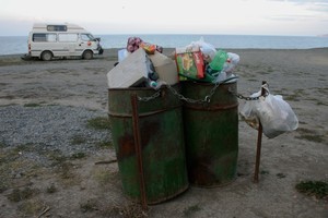 Rubbish overflowing at the Clifton Road freedom camping Reserve site in Hawkes Bay. Photo /Supplied