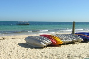 The beach at Tangalooma Resort. Photo / Amelia Romanos