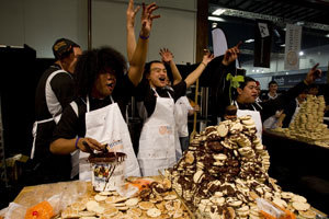 One Tree Hill inspired the team from its namesake college to crown their apricot biscuit and chocolate sauce tower. Photo / Dean Purcell