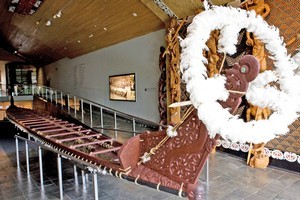War canoe, Te Whare Waka o Te Winika at Waikato museum. Photo / Supplied