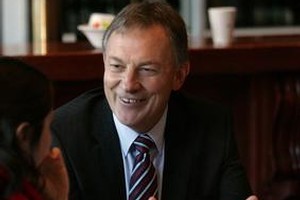 Phil Goff smiles at a Rotary breakfast in Napier this morning, despite a new poll confirming Labour's slump. Photo / Hawke's Bay Today