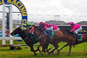 The Ruakaka winning post. Photo / The Northern Advocate
