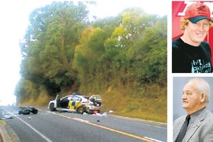 Motorcyclist Paul Brown (top right) died when he smashed into a police car being driven by Michael Lenihan (below right) near Te Kauwhata. Photos / Bruce McCulloch, Christine Cornege, Supplied