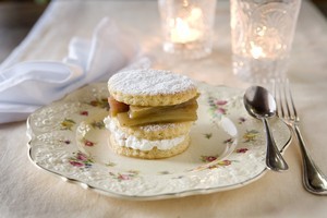 Rhubarb shortcake with buffalo milk and yoghurt. Photo / NZ Herald