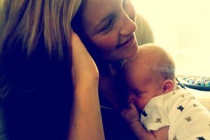 Kate Hudson and Matthew Bellamy shared this first snap of their newborn son on Twitter. Photo / Matthew Bellamy / Twitter