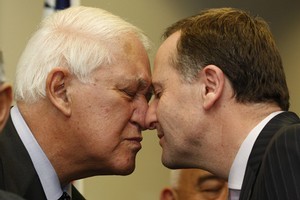 Sir Paul Reeves with John Key. Photo / Mark Mitchell