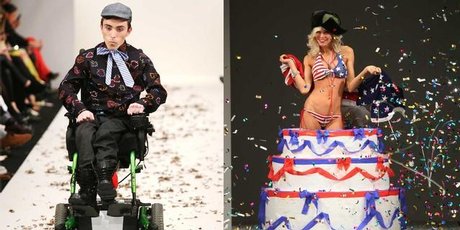 Mister opened its debut show with Joshua Perry (L) and Huffer had Aja Rock pop out of a giant cake. Photos / Babiche Martens Mister opened its debut show with Joshua Perry (L) and Huffer had Aja Rock pop out of a giant cake. Photos / Babiche Martens