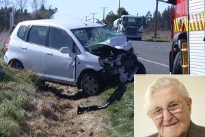 Allan Hubbard was in this car with his wife when it collided head on with a ute near Oamaru. Photo / ODT