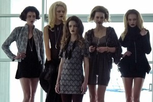 Models wear creations by Sabatini on the first day of New Zealand Fashion Week 2011. Photo / Eveline Harvey