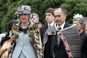 The governor-general, Sir Jerry Mateparae, and his wife, Lady Janine Mateparae, both wearing Maori cloaks during the swearing-in ceremony at Parliamemt today. Photo / Mark Mitchell