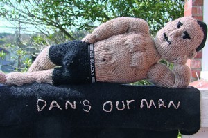 Dan Carter's piece complete with All Blacks underwear, a smouldering look on his face, and a sculpted chest. Photo / Supplied