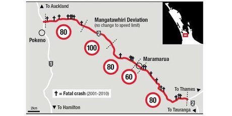 The proposed speed limit changes to SH2. Photo / Herald Graphic The proposed speed limit changes to SH2. Photo / Herald Graphic