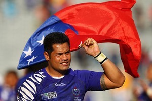 Captain of the Samoan rugby team and Wesley College old boy George Stowers. Photo / Getty Images