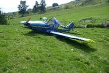 This home built plane crashed into farmland about 15km south of Whakatane shortly after 10am today. Photo / supplied 