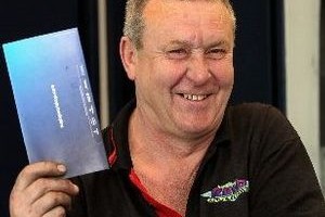 Napier man Malcolm Reid sacrificed his ticket to the France-Canada game at McLean Park when Wales fan Henry Goodburn turned up with a broken-down rental vehicle. Photo / Hawkes Bay Today