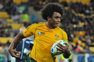 Radike Samo starts of the wing for Australia against Russia. Photo / Getty Images