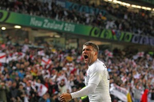 Richard Wigglesworth of England celebrates a try during the Rugby World Cup match against Scotland at Eden Park. Photo / Getty Images