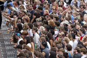 Crowds at the St Jerome's Laneway Festival at Aotea Square, Auckland, 31 January 2011. Photo / Richard Robinson