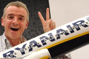 President of Irish budget airline Ryanair, Michael O'Leary, says removing two of the three lavatories on each of the carrier's planes would 'fundamentally lower air fares by about five per cent for all passengers'. Photo / AFP