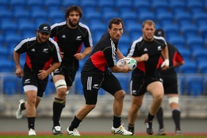 Aaron Cruden was among those taking part in the captain's run at Trusts Stadium before the final. Photo / Getty Images