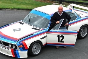 Chris Amon with his 'Batmobile' BMW. Photo / Supplied