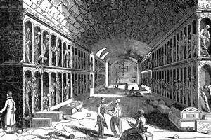 A sketch of Palmermo's Capuchin Catacombs, where some 2000 people are entombed. Image / Thinkstock
