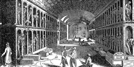 A sketch of Palmermo's Capuchin Catacombs, where some 2000 people are entombed. Image / Thinkstock