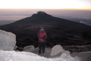 Vanessa James at Gilmans Point on the edge of Kilimanjaro's crater rim. Photo / Vanessa James