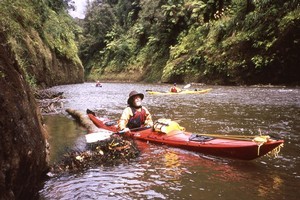 Colin leads the way downstream. Photo / Paul Rush