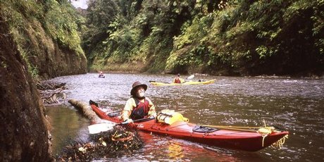 Colin leads the way downstream. Photo / Paul Rush