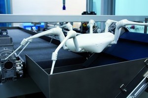 In a very creepy example of biomimicry - for those of us with arachnophobia - a laser-based form of 3D printing has been used to build a jumping spiderbot. Photo / Supplied