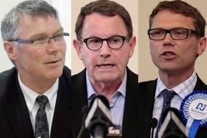 From left, Labour's David Parker, Act's John Banks, and National's Paul Goldsmith. Photos / File