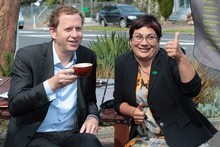 Green Party co-leaders Russel Norman and Metiria Turei take stock. Photo / Brett Phibbs 